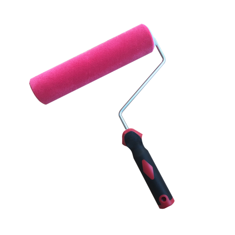 Rolo de pintura de luxo de fibra de lambswool para decoração de parede cor rosa com cabo de tpr para pintura doméstica faça você mesmo